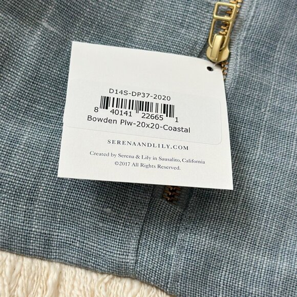 NEW Serena & Lily Bowden Linen Pillow Cover (20” SQ)-Coastal Blue - Picture 3 of 3